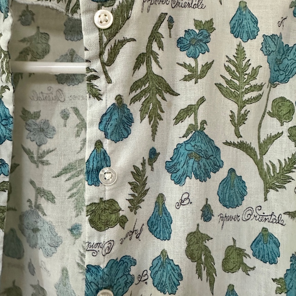 Vintage Peck & Peck Button Up Collarless Blouse Botanical Print Small - Picture 9 of 13